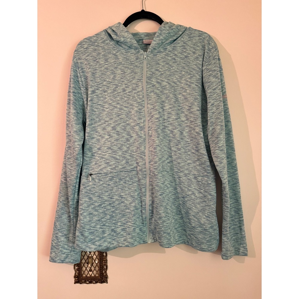 Columbia Womens XXL Full‎ Zip Hoodie Space Dye Teal Blue Lightweight AK8814